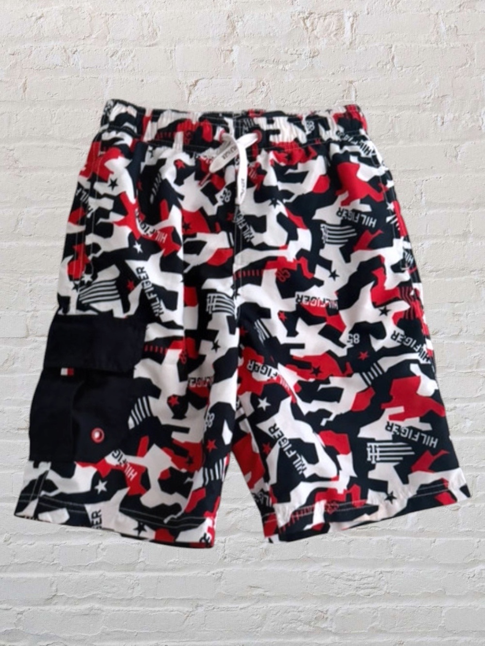 Tommy Hilfiger Boy’s Swim Trunks in Red, White, & Navy, Medium (12/14)